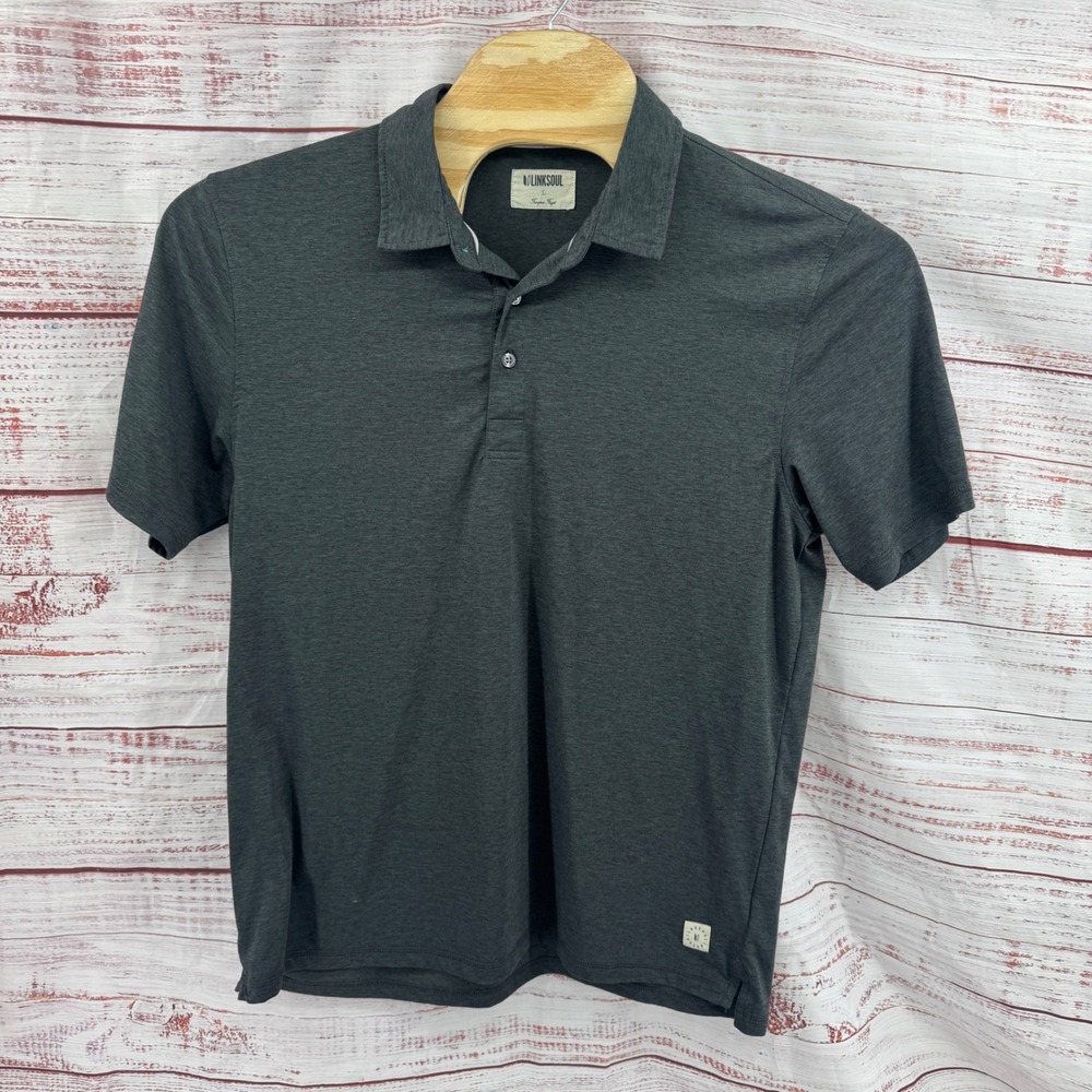 Linksoul Golf Polo Shirt Mens Large Heather Charcoal Grey Short Sleeve Casual